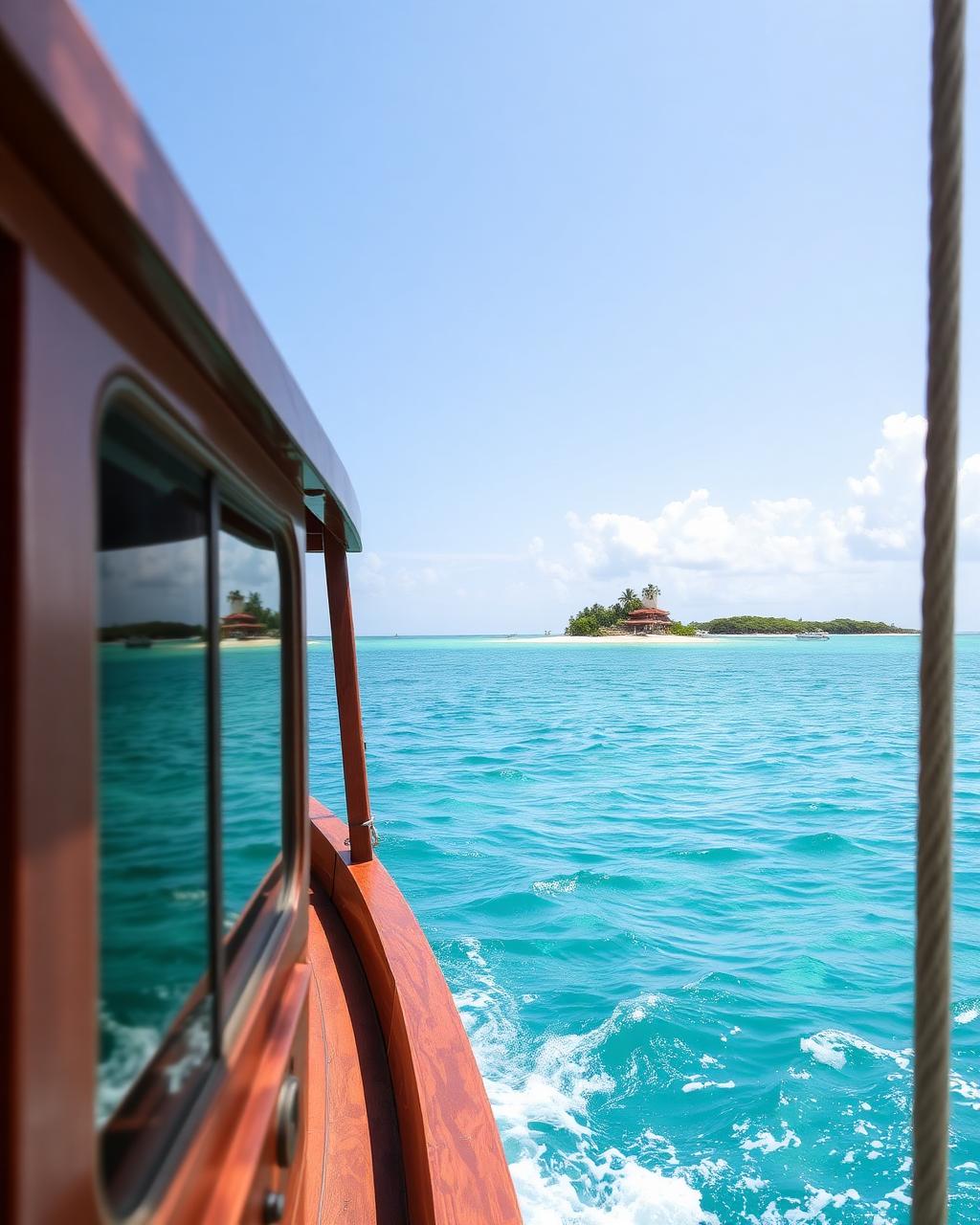 Boat cruising through Belize Caribbean waters